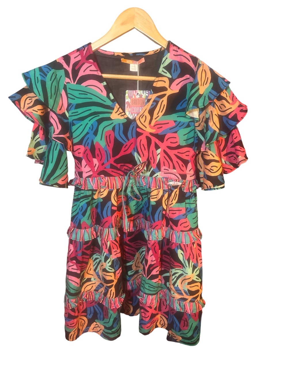 Briton Court Multicolor Ruffle Sleeve Dress